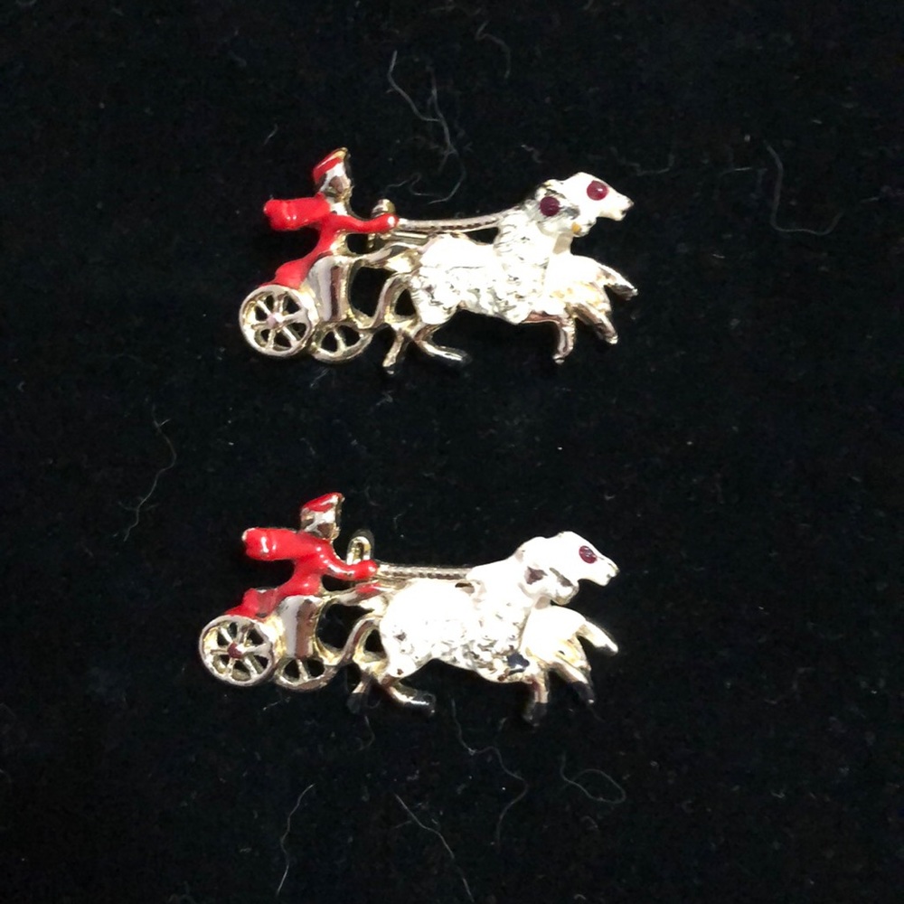 Vintage 50s pair-Racing horses scatter pins